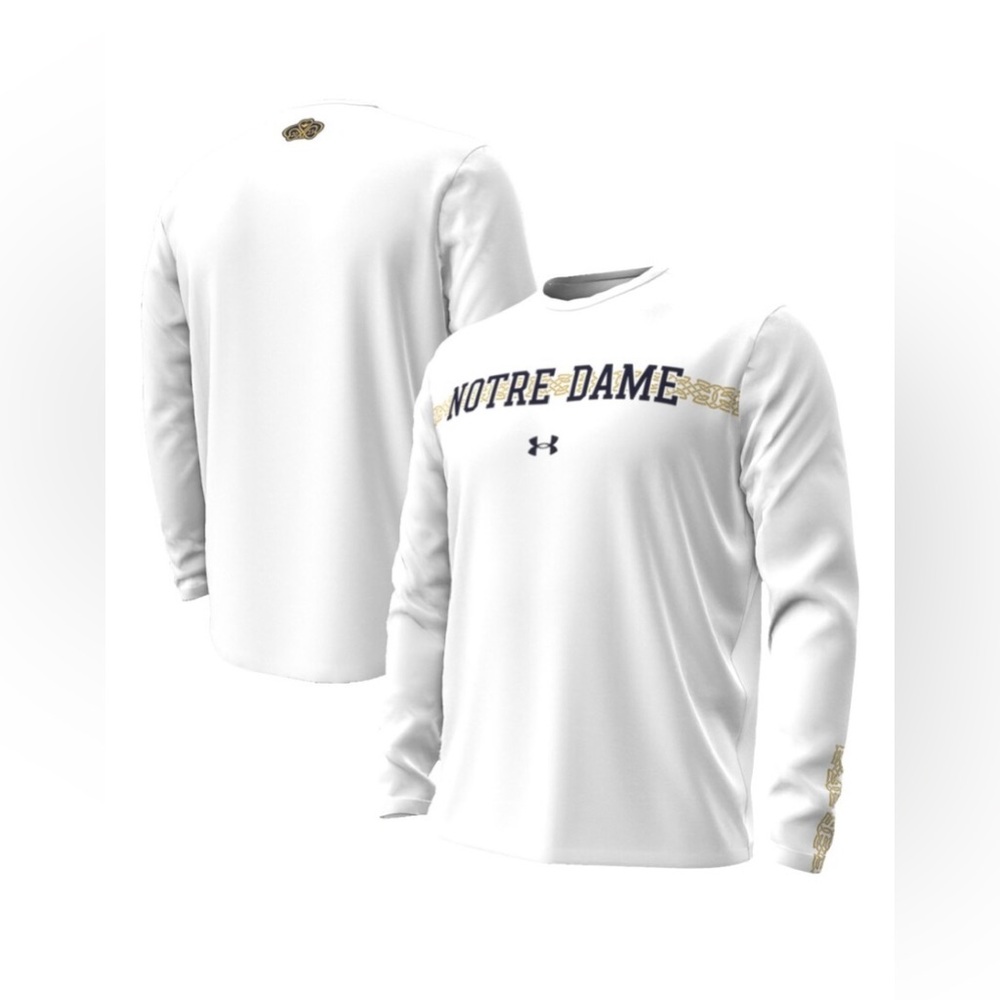 Under Armour Notre Dame White Long Sleeve Shirt 2023 College‎ Football 2XL Irish